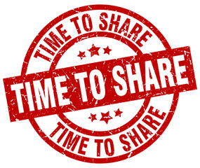 time to share round red grunge stamp