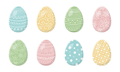 Cute hand drawn Easter eggs - collection. Vector
