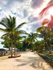 Fototapeta na wymiar Beach Promenade on the Caribbean sea.