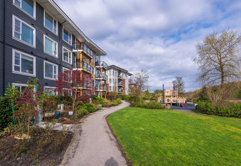 Fototapeta na wymiar Modern apartment buildings in Vancouver, British Columbia, Canada.