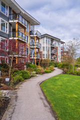 Modern apartment buildings in Vancouver, British Columbia, Canada.