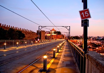 Over the Luis I bridge in Oporto, Portugal