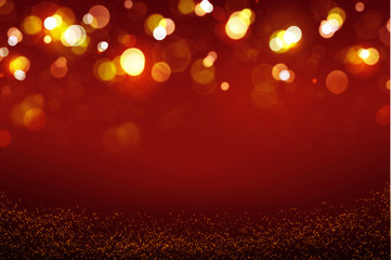 Abstract red bokeh background.Glitter vintage lights background.