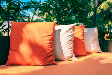Pillow on sofa furniture decoration outdoor patio in the garden - 262322034