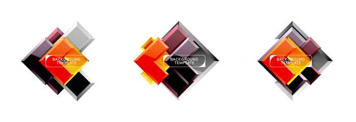 Arrow and square design abstract logo or banner collection. Modern geometrical design