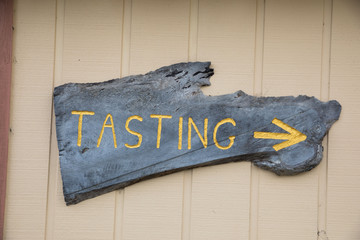 Tasting Room Sign at Winery Open to the Public