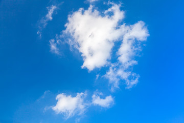 Fototapeta na wymiar White clouds, small formation in blue sky