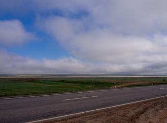 Road in the semidesert during spring time