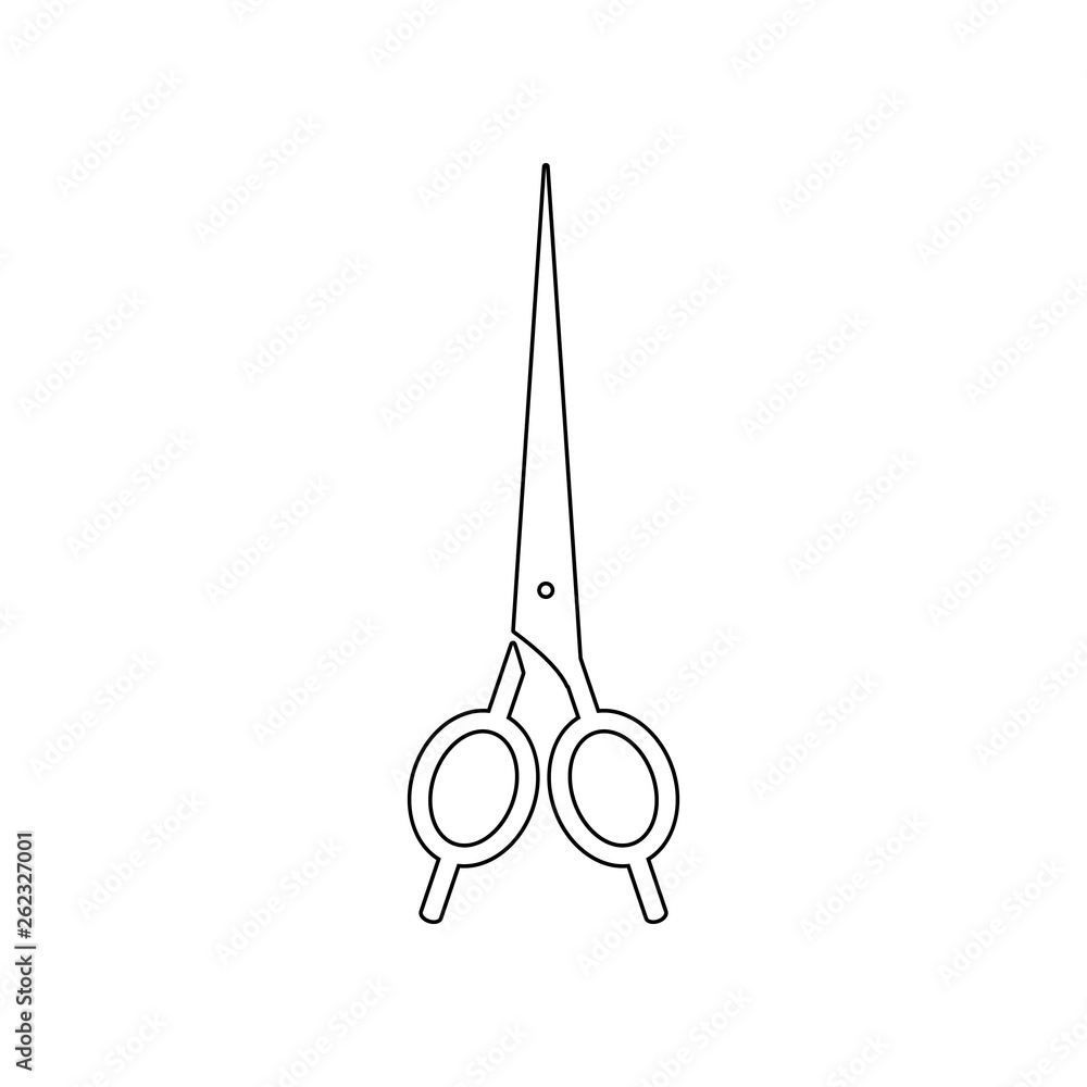Poster scissors for a hairstyle icon. element of barber for mobile concept and web apps icon. outline, thin