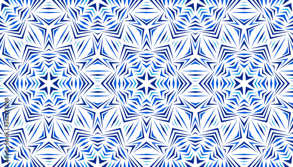 Poster abstract seamless pattern with kaleidoscope. symmetric patterns of reflections of figures.