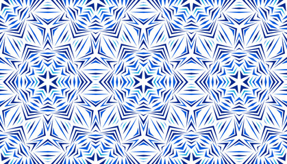 Abstract seamless pattern with kaleidoscope. Symmetric patterns of reflections of figures.