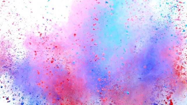 Colorful powder exploding on white background in super slow motion, shot with Phantom Flex 4K