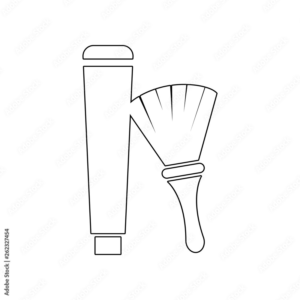 Poster cream and brush for shaving foam icon. element of barber for mobile concept and web apps icon. outli