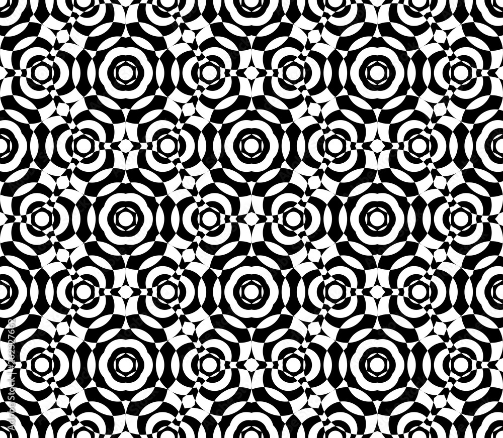 Poster Abstract seamless pattern with kaleidoscope. Symmetric patterns of reflections of figures.