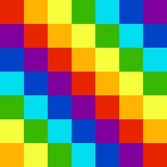 cubes squares of colors of the rainbow of red orange yellow green light blue blue violet colors. 