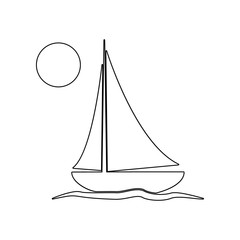 Yacht icon. Element of Beach for mobile concept and web apps icon. Outline, thin line icon for website design and development, app development