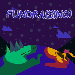 Handwriting text writing Fundraising. Conceptual photo seeking to generate financial support for charity or cause Mountain View with Marked Hiking Trail and Trekking Tracks for Outdoor Ads