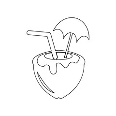 Coconut cocktail icon. Element of Beach for mobile concept and web apps icon. Outline, thin line icon for website design and development, app development