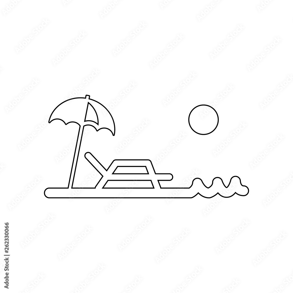 Poster beach umbrella and sun lounger icon. element of beach for mobile concept and web apps icon. outline,