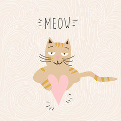 vector pattern with cute emotion cat Drawing character
