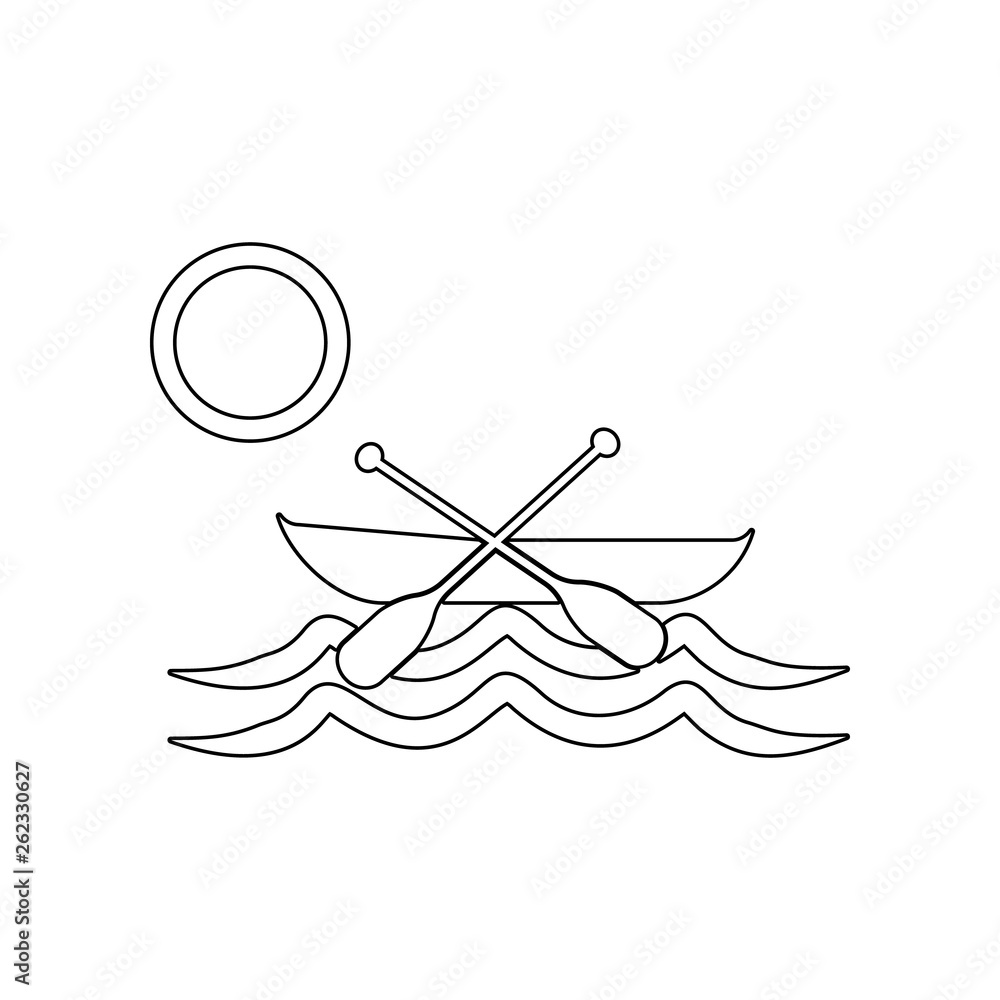 Poster boat with paddle icon. element of beach for mobile concept and web apps icon. outline, thin line ico