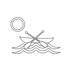 Boat with paddle icon. Element of Beach for mobile concept and web apps icon. Outline, thin line icon for website design and development, app development
