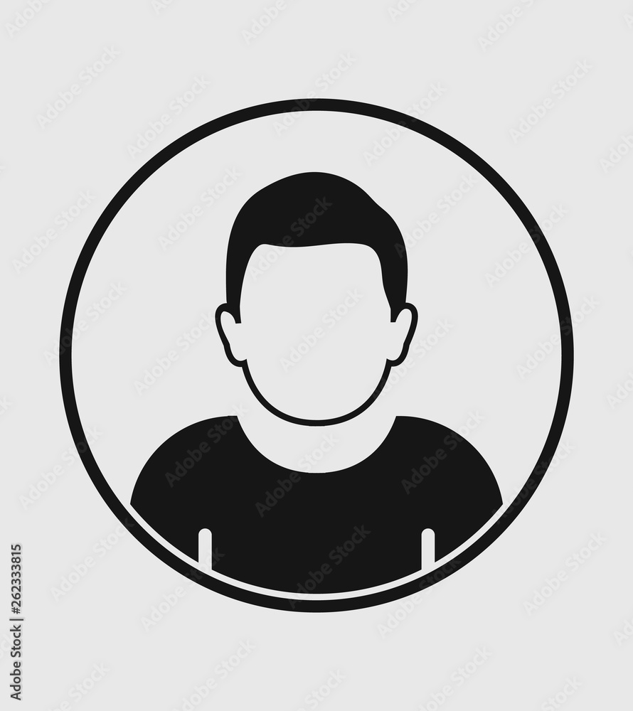 Poster man profile icon with circle shape on gray background