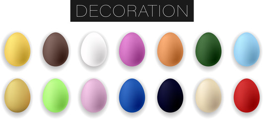 Collection of realistic colorful easter eggs. Vector illustration