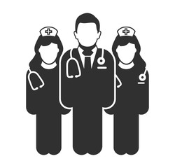 Medical Team Icon. With Doctor and nurse symbols. Flat style vector EPS.