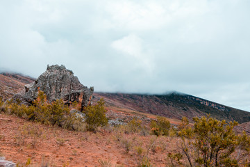 Obraz premium Landscape in Bolivia formed by mountains and white clouds TORO TORO BOLIVIA Grand Canyon - gran cañón en el altiplano BOLIVIANO