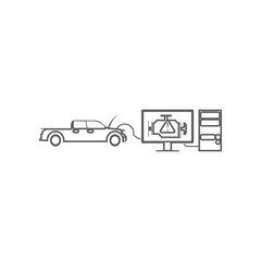 computer diagnostics of a car icon. Element of Car repear for mobile concept and web apps icon. Outline, thin line icon for website design and development, app development