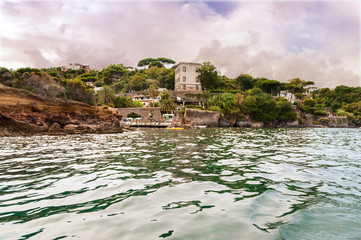panorama of cartaromana, coastal area of the island of Ischia, photographed from a boat