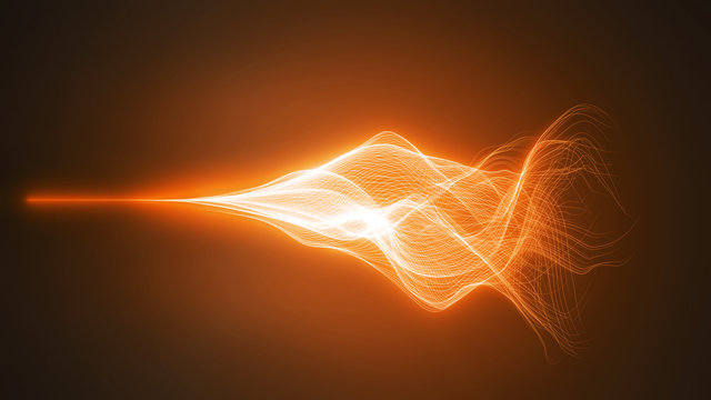 wave motion with glowing energy trails. 3d illustration