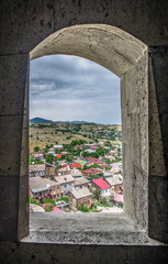 View of the city from the window of the fortress watchtower