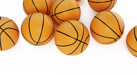 Obraz premium Background basketball ballls on a white background 3D illustration, 3D rendering