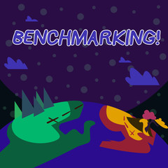 Handwriting text writing Benchmarking. Conceptual photo evaluate something by comparison with standard or scores Mountain View with Marked Hiking Trail and Trekking Tracks for Outdoor Ads