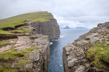 Rock coastline in Faroe Islands