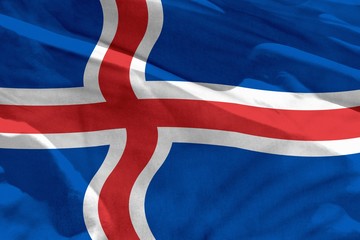 Waving Iceland flag for using as texture or background, the flag is fluttering on the wind