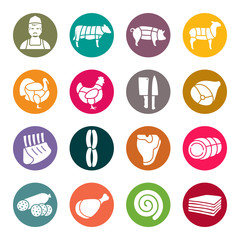 Butcher shop icon set