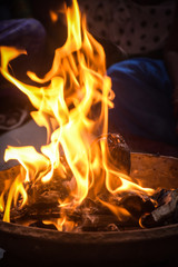 Fototapeta premium Holy fire in the temple in uttar pradesh, Indian Culture
