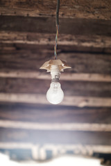 Bulb on the ceiling of an old castle