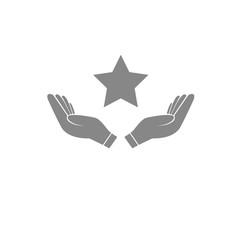 Hand and star vector icon