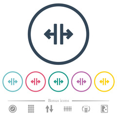 Vertical split tool flat color icons in round outlines