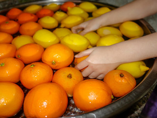 orange and lemon are ready to bathe.