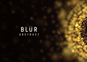 Blur abstract dark background. Golden burst particles with blurred effect. Vector illustration A4 format