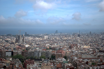 Fototapeta premium Panoramiczny widok na Barcelonę. Miejski szykowny.