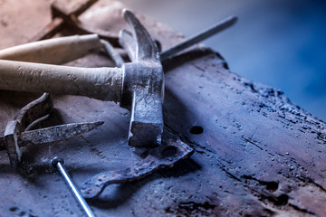 Workshop with tools for woodworking