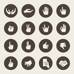 Hands gestures icon set