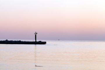 Pier at sunset, pastel colors .