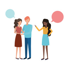 group of people with speech bubble avatar character